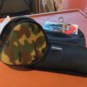 Diamond visions knit hat and solid wings earmuffs